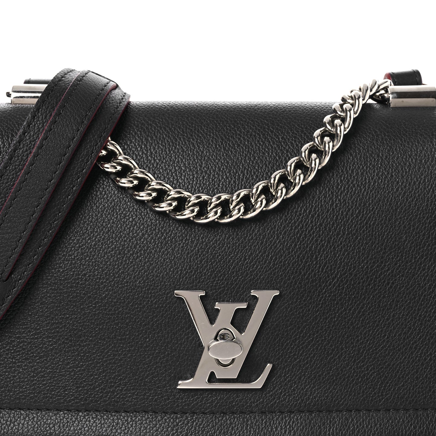 Calfskin Lockme II Chain Bag BB Marine Rouge