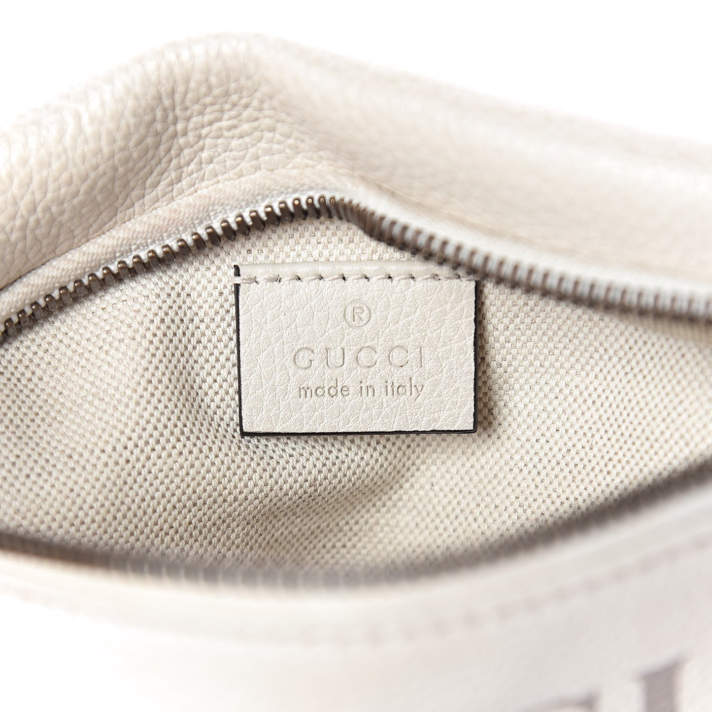 Grained Calfskin Small Logo Belt Bag White