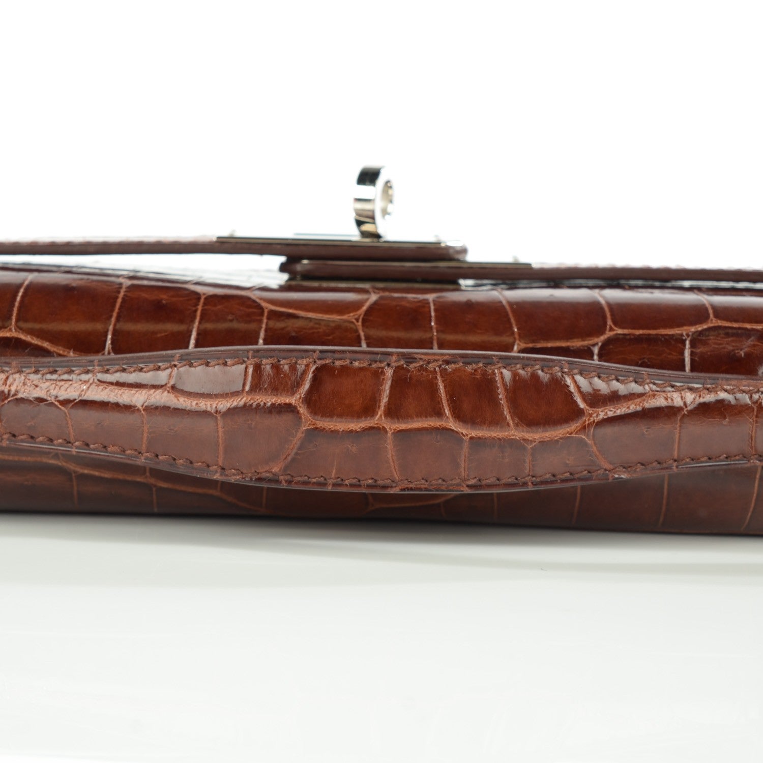 Hermes Shiny Niloticus Crocodile Kelly Cut Pochette Miel 7 of 13