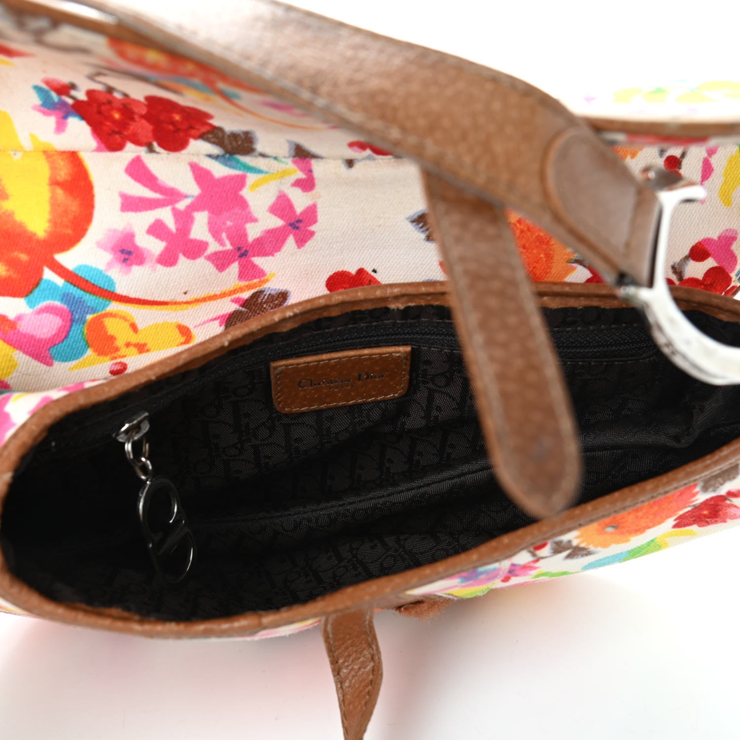 Christian Dior Canvas Floral Saddle Bag 4 of 7