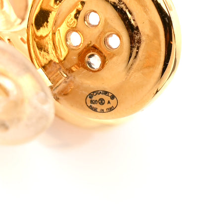Chanel Metal Large Paris Button Clip On Earrings Gold 4 of 4