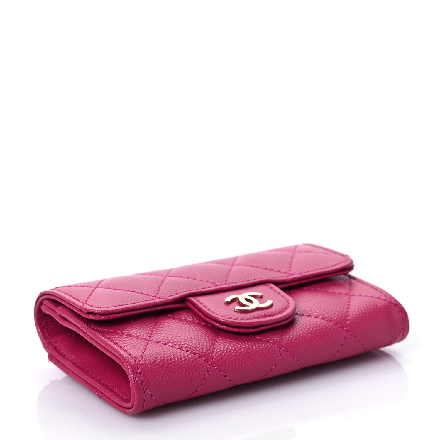 Chanel Caviar Quilted Flap Card Holder Wallet Dark Pink 4 of 9