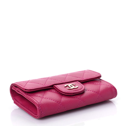 Chanel Caviar Quilted Flap Card Holder Wallet Dark Pink 4 of 9