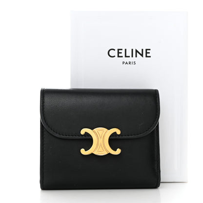 Celine Shiny Smooth Lambskin Small Triomphe Wallet Black 10 of 10