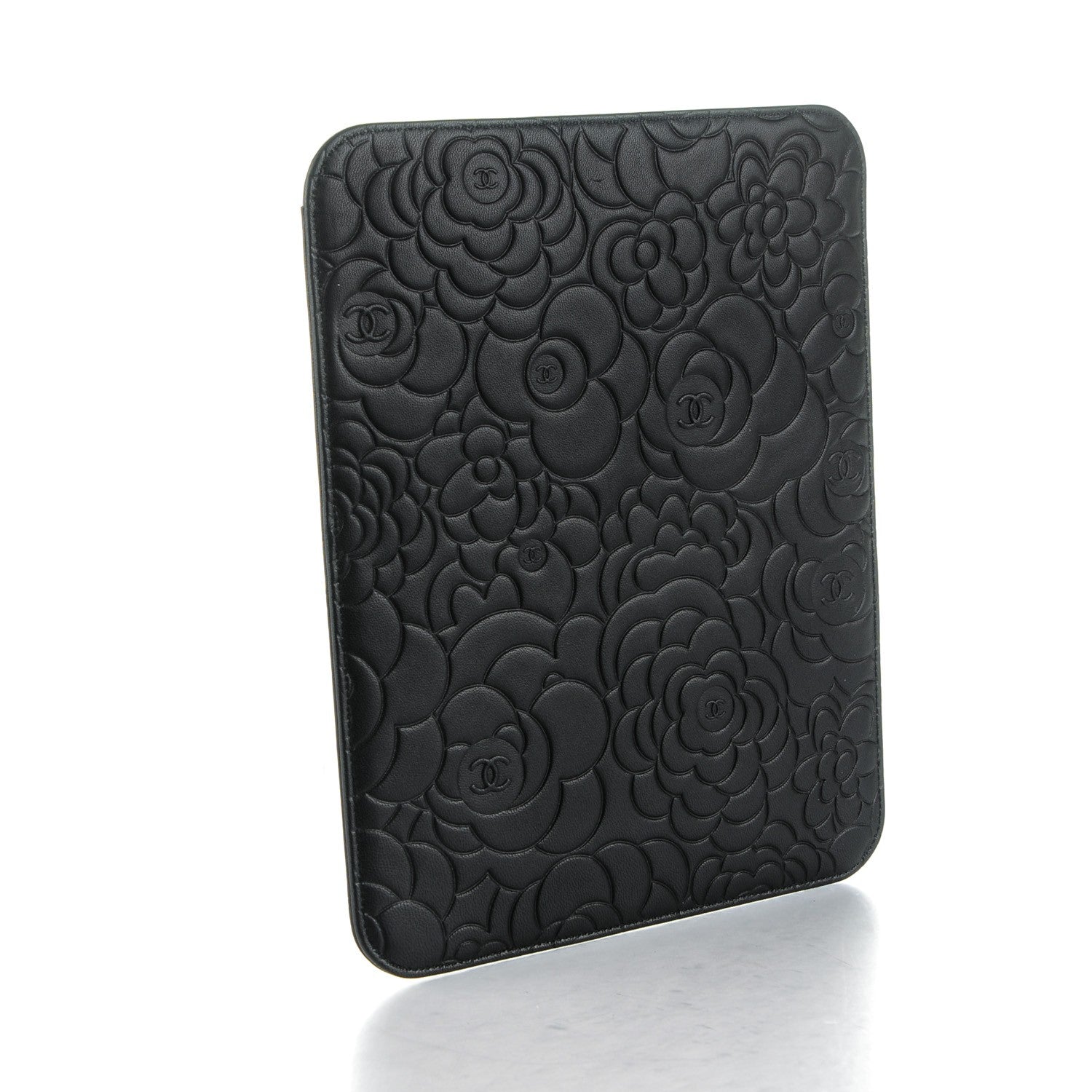 Chanel Lambskin Camellia Embossed iPad Case Black 3 of 9
