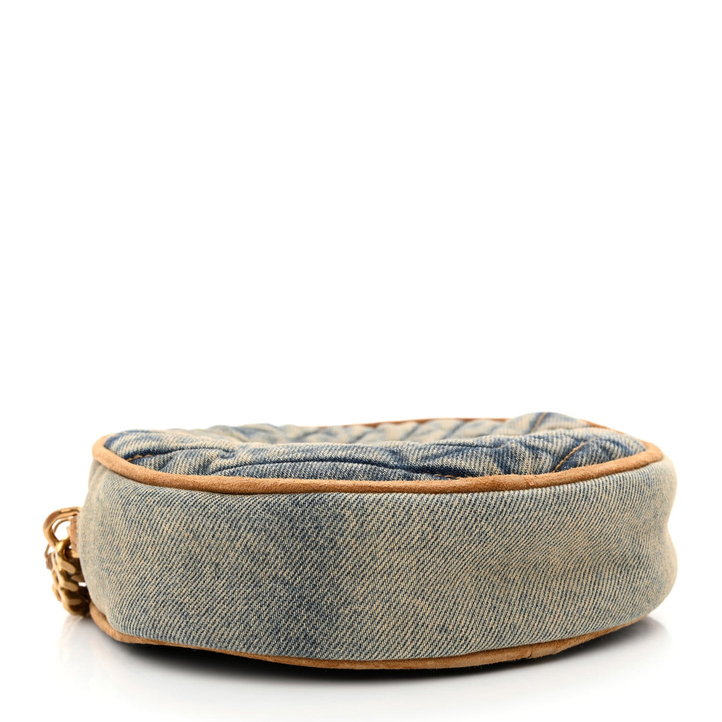 Denim Quilted Monogram Round Crossbody Bag Rodeo Blue