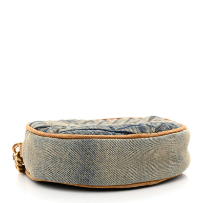 Saint Laurent Denim Quilted Monogram Round Crossbody Bag Rodeo Blue 4 of 11
