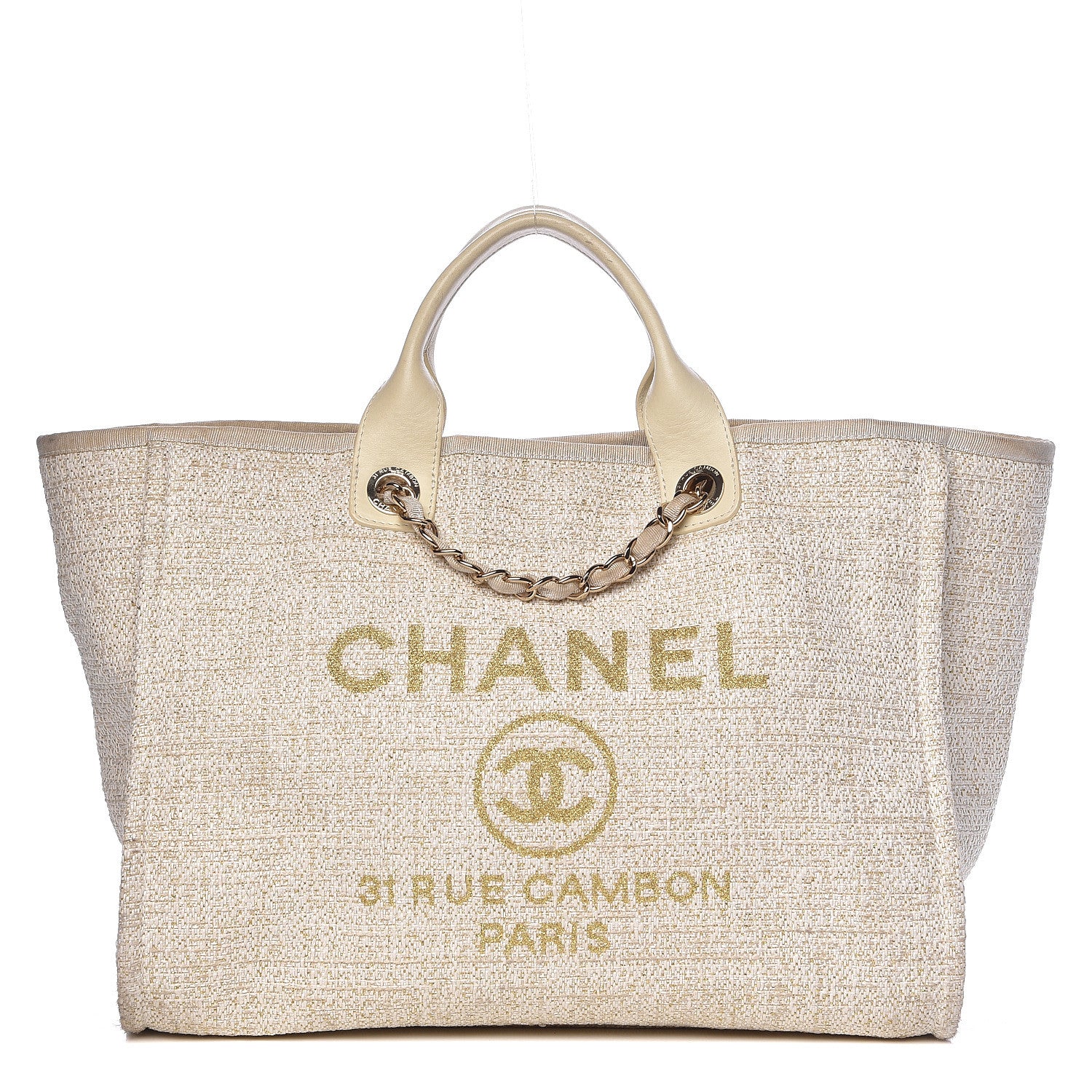 Chanel Canvas Large Deauville Tote Light Beige 1 of 17