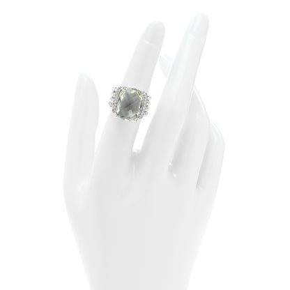 David Yurman Sterling Silver Diamond Prasiolite 16mm Wheaton Ring 52 6 2 of 4