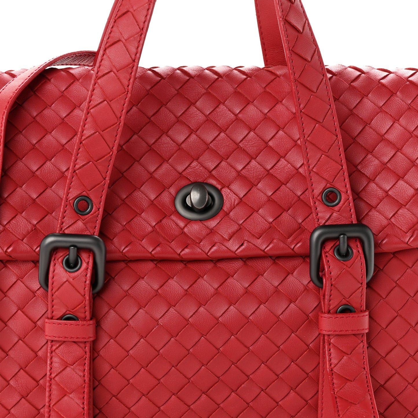 Nappa Intrecciato Flap Satchel Red