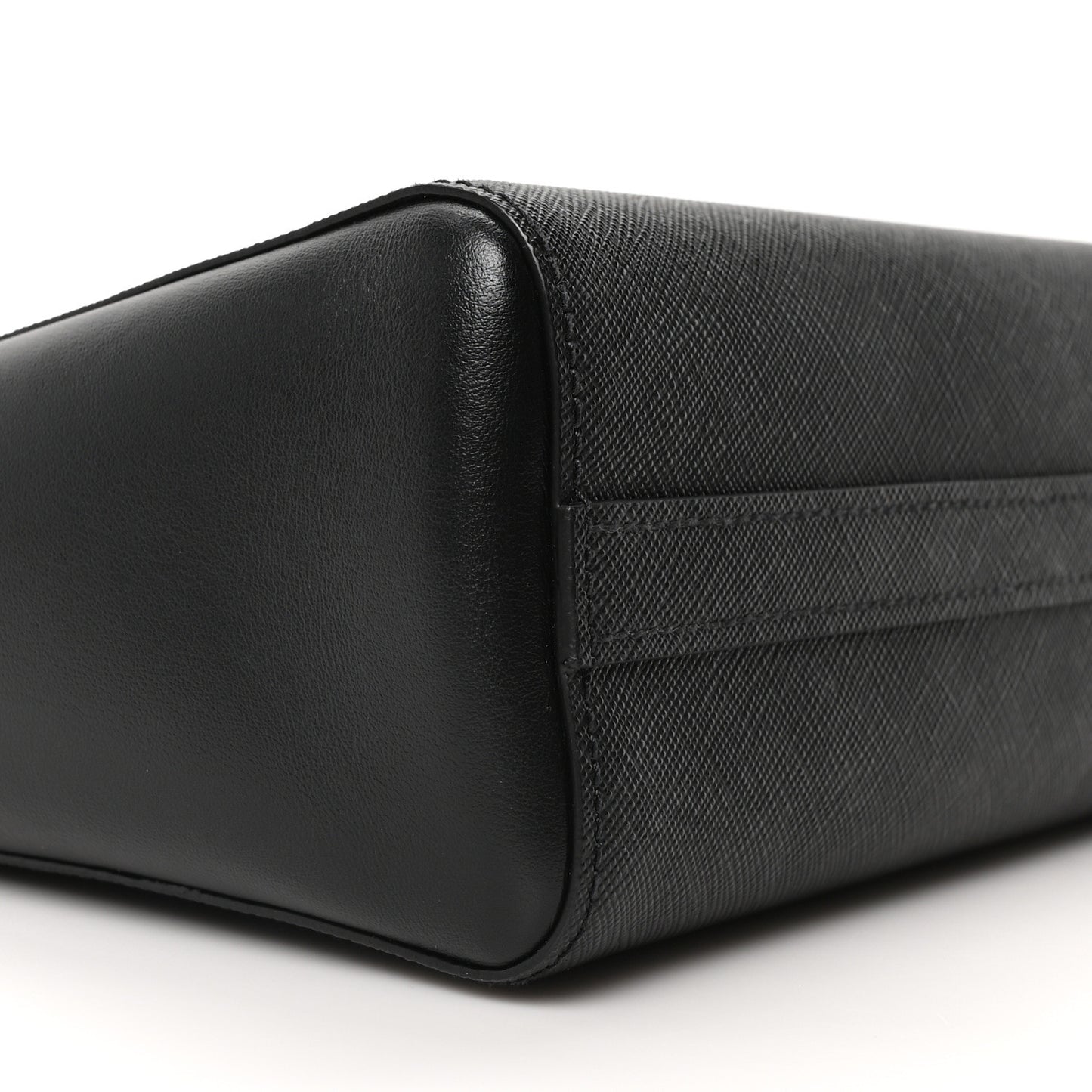 Saffiano Soft Calfskin Small Zippered Tote Black