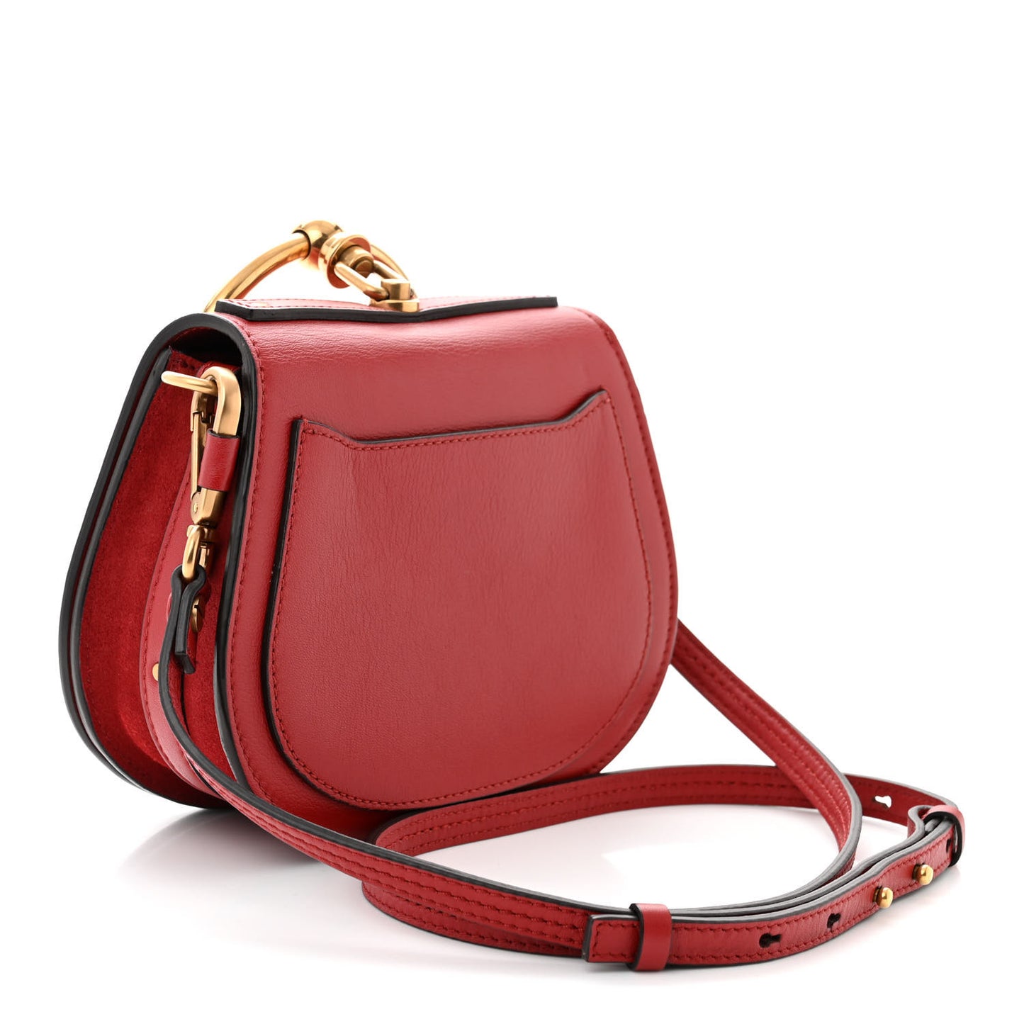 Calfskin Suede Small Nile Bracelet Bag Sepia Red