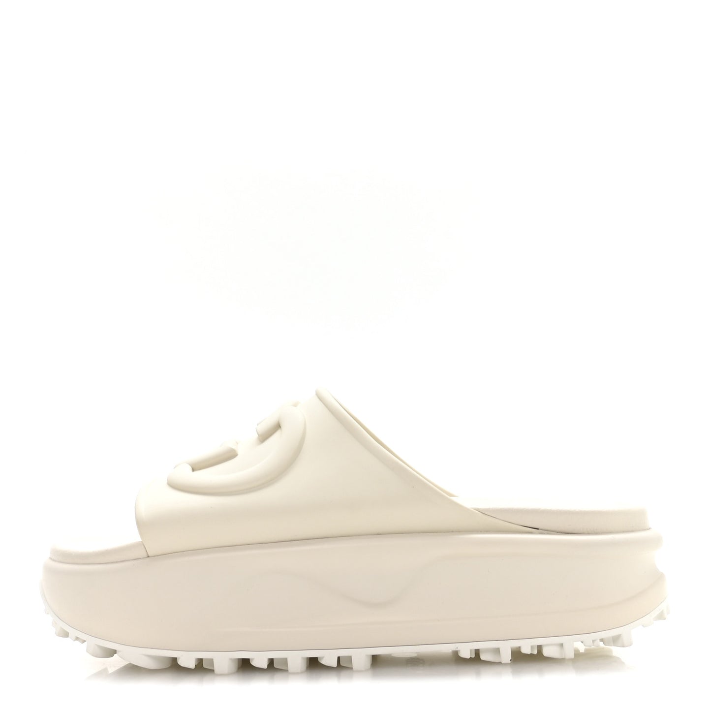 Soft Rubber Womens Interlocking G Platform 42mm Slide Sandals 40 Off White