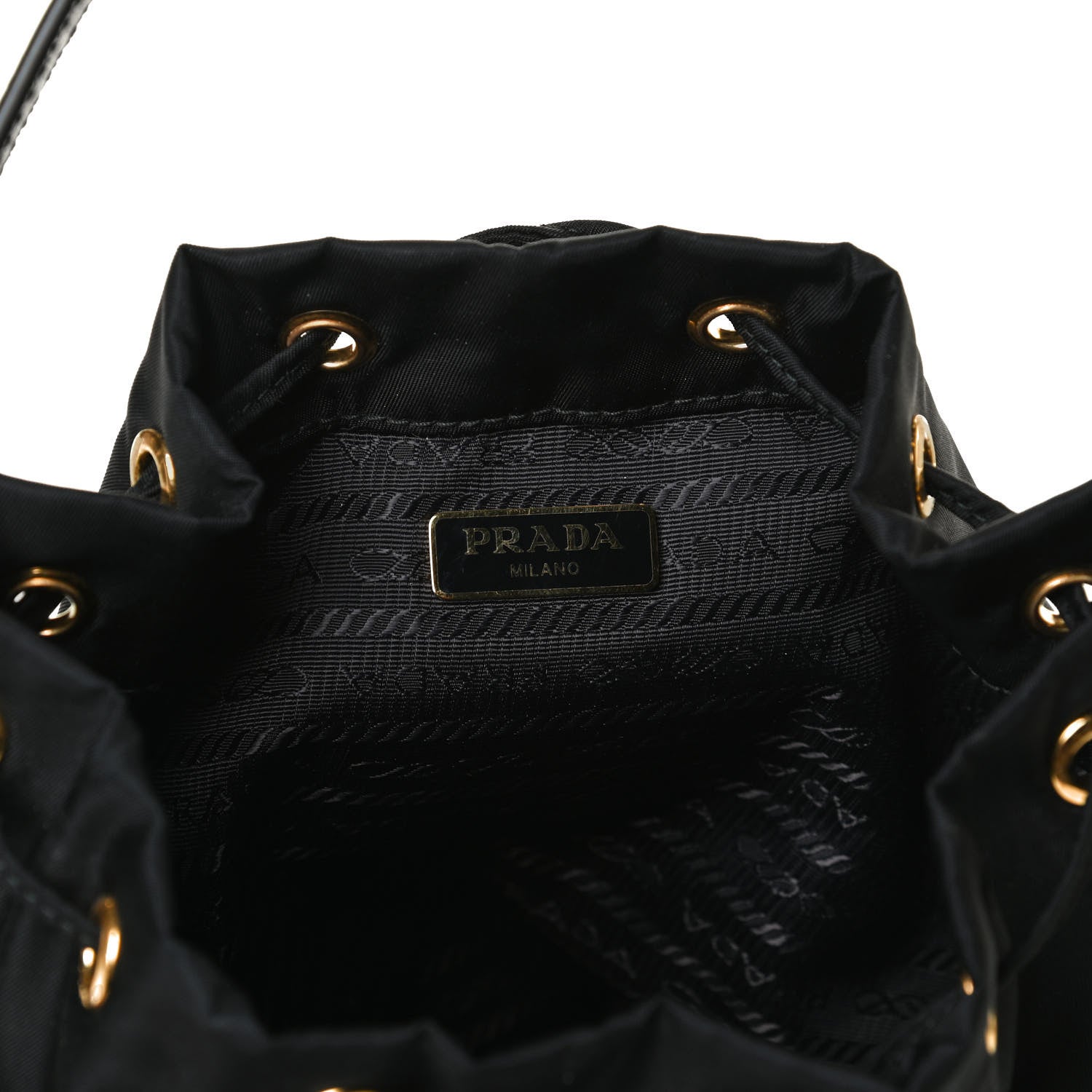 Prada Saffiano Tessuto Nylon Mini Bucket Crossbody Bag Black 6 of 12