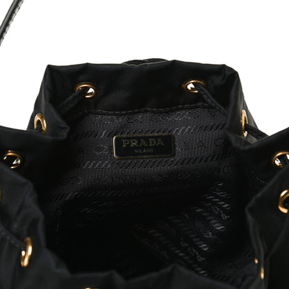 Prada Saffiano Tessuto Nylon Mini Bucket Crossbody Bag Black 6 of 12