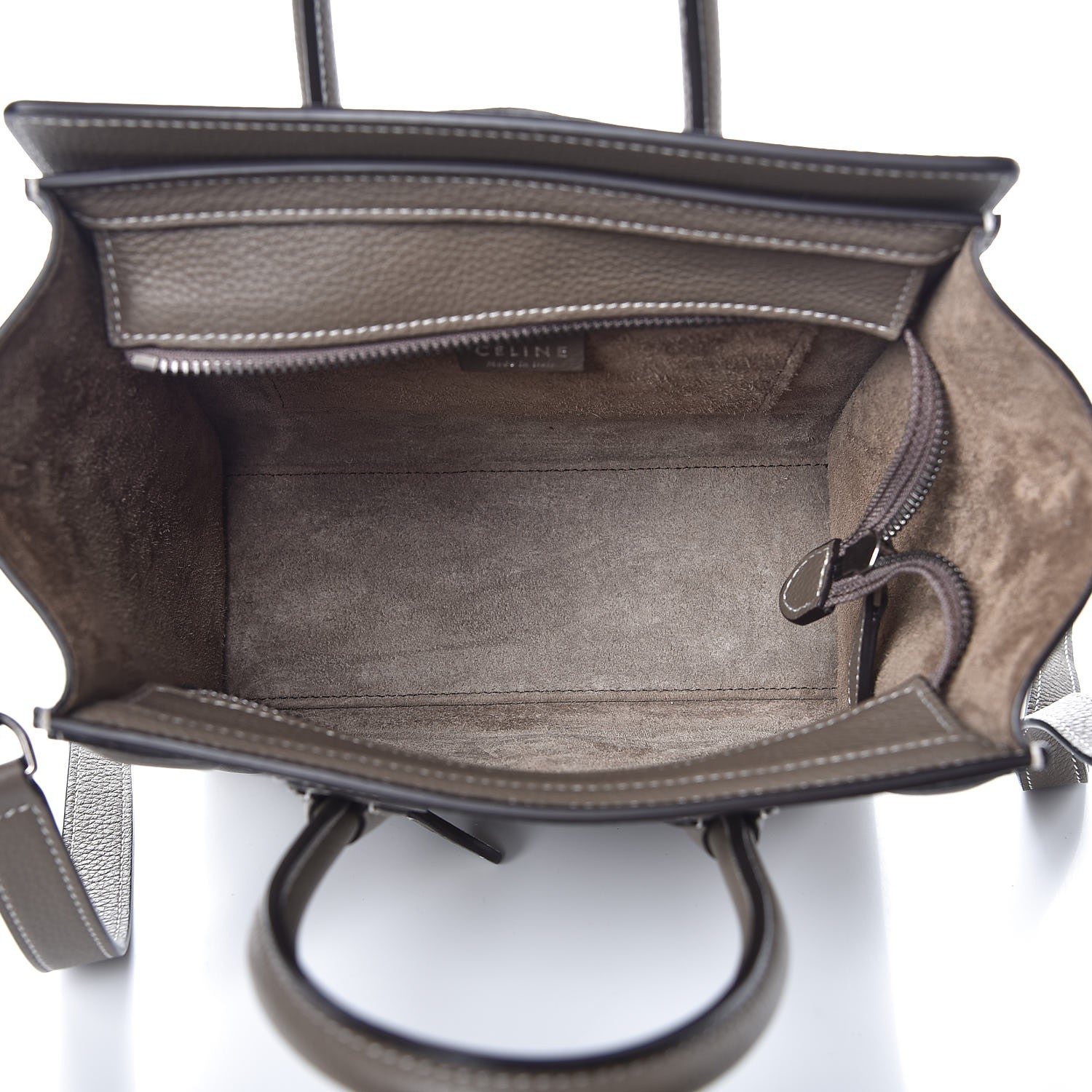 Celine Drummed Calfskin Nano Luggage Souris 5 of 12