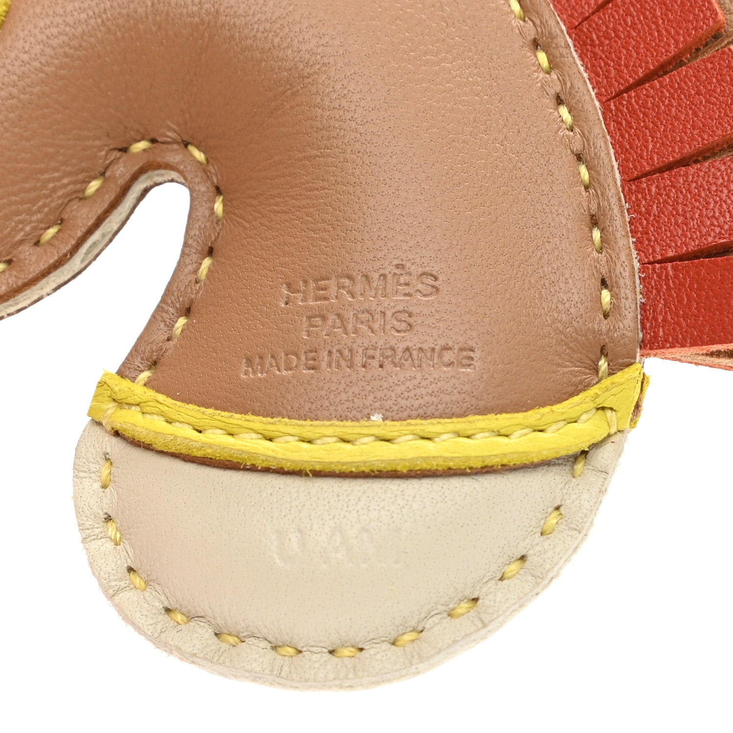 Hermes Milo Lambskin Geegee Savannah Bag Charm Chai Craie Lime 3 of 4