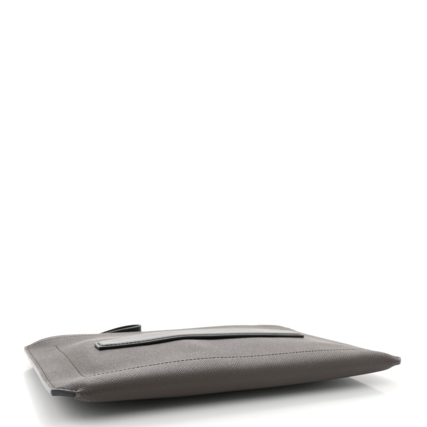 Grained Calfskin Portfolio Clutch With Handle Dark Brown Black