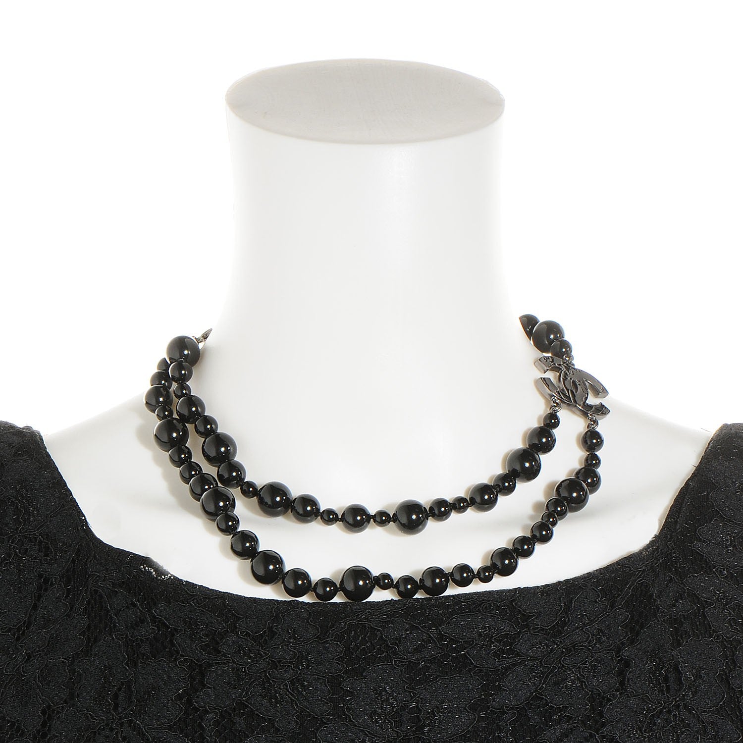 Chanel Glass Bead CC Map Short Necklace Ruthenium Black 2 of 6