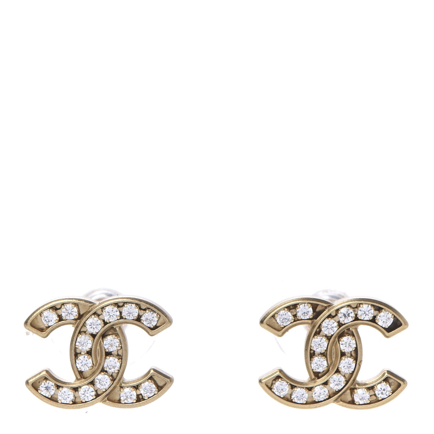 Chanel Crystal CC Earrings Gold 1 of 4