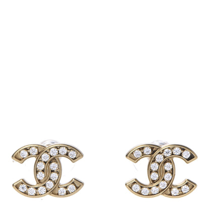 Chanel Crystal CC Earrings Gold 1 of 4