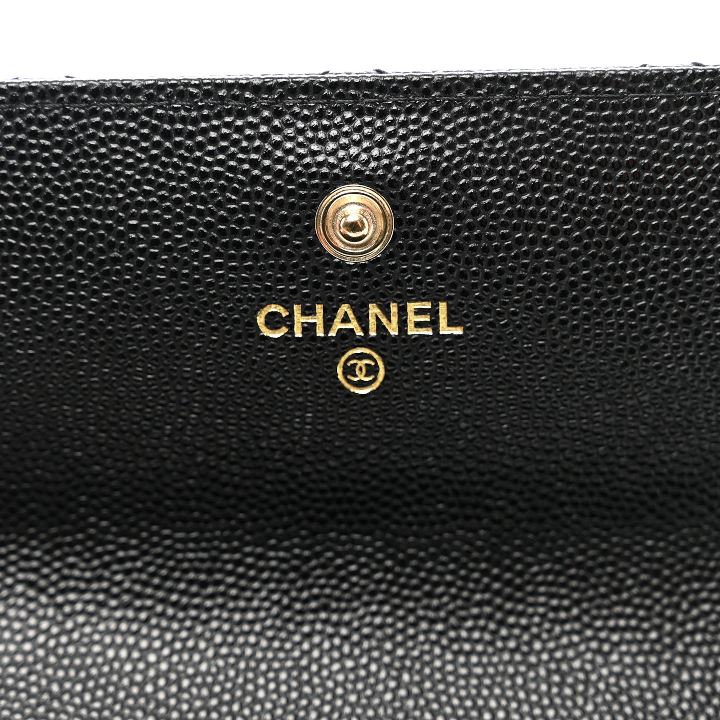 Caviar Quilted Crystal CC Large Gusset Flap Wallet Black