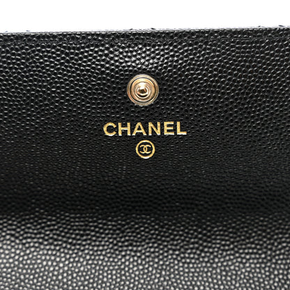 Chanel Caviar Quilted Crystal CC Large Gusset Flap Wallet Black 6 of 9