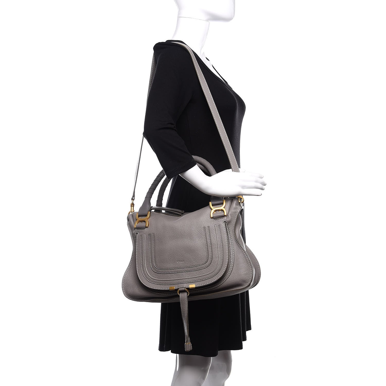 Chloe Calfskin Medium Marcie Satchel Cashmere Grey 2 of 10