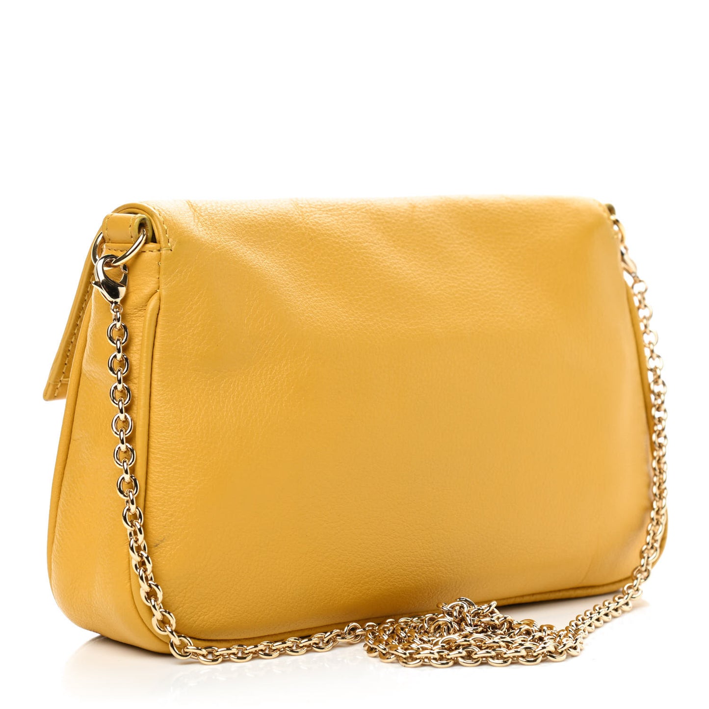 Vitello Flamingo Fendista Pouchette Crossbody Bag Yellow