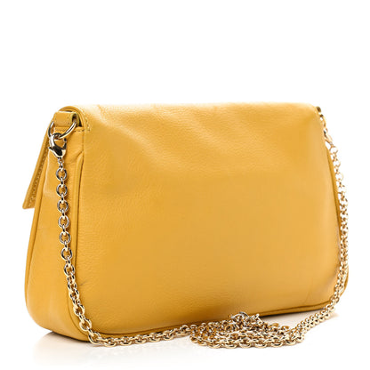 Fendi Vitello Flamingo Fendista Pouchette Crossbody Bag Yellow 2 of 8