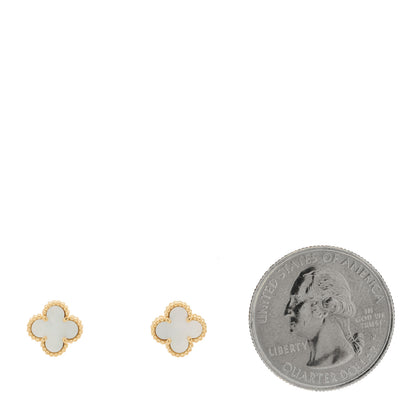 Van Cleef & Arpels 18K Yellow Gold Mother of Pearl Sweet Alhambra Earrings 2 of 4