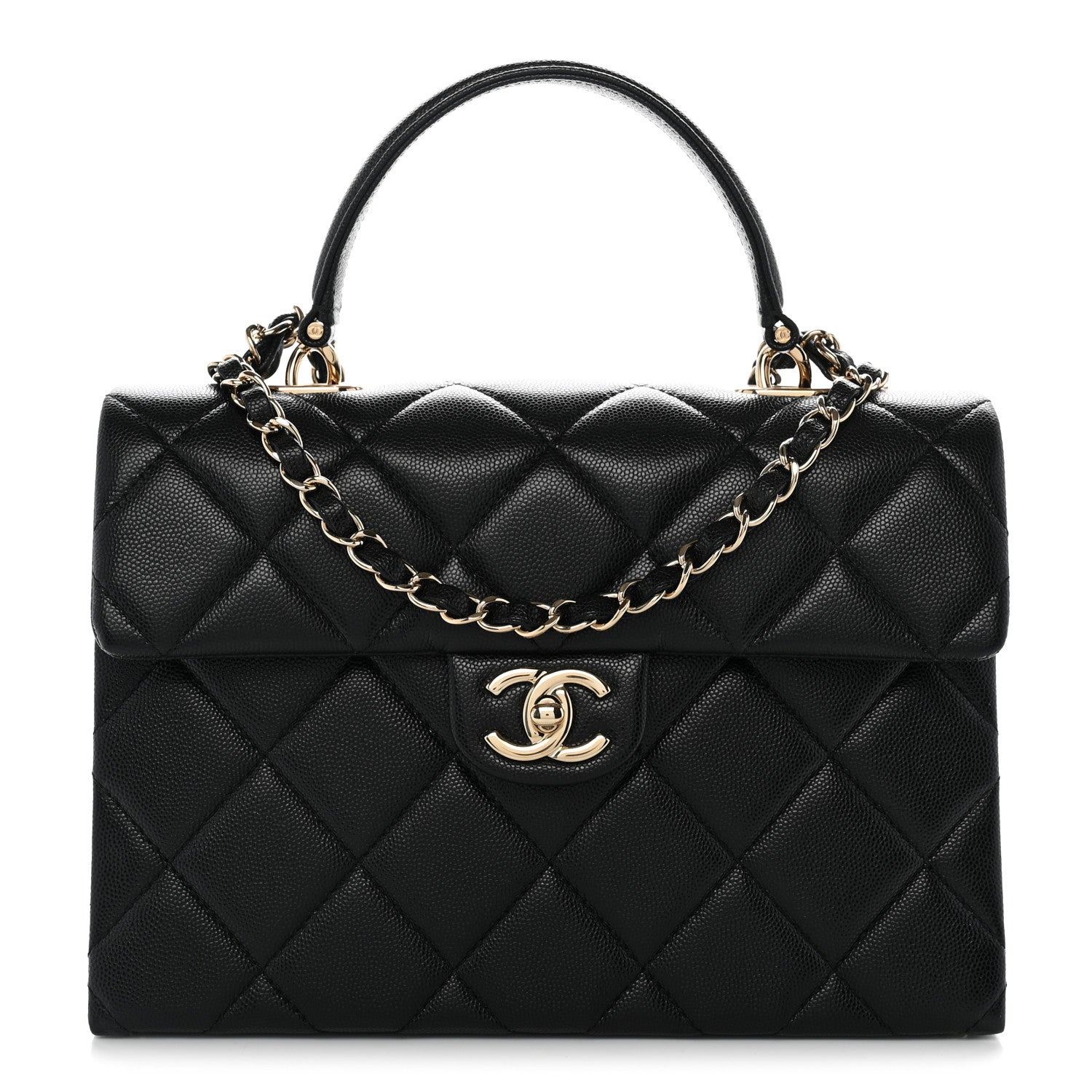 Chanel Caviar Quilted Medium Retro Twist Top Handle Flap Black 1 of 10