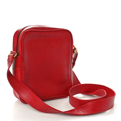 Gucci Grained Calfskin Logo Messenger Bag Hibiscus Red 3 of 13