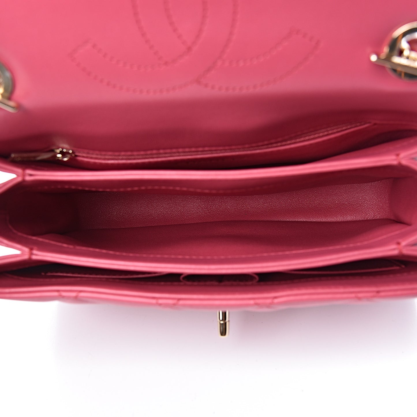 Lambskin Quilted Small Trendy CC Dual Handle Bag Dark Pink