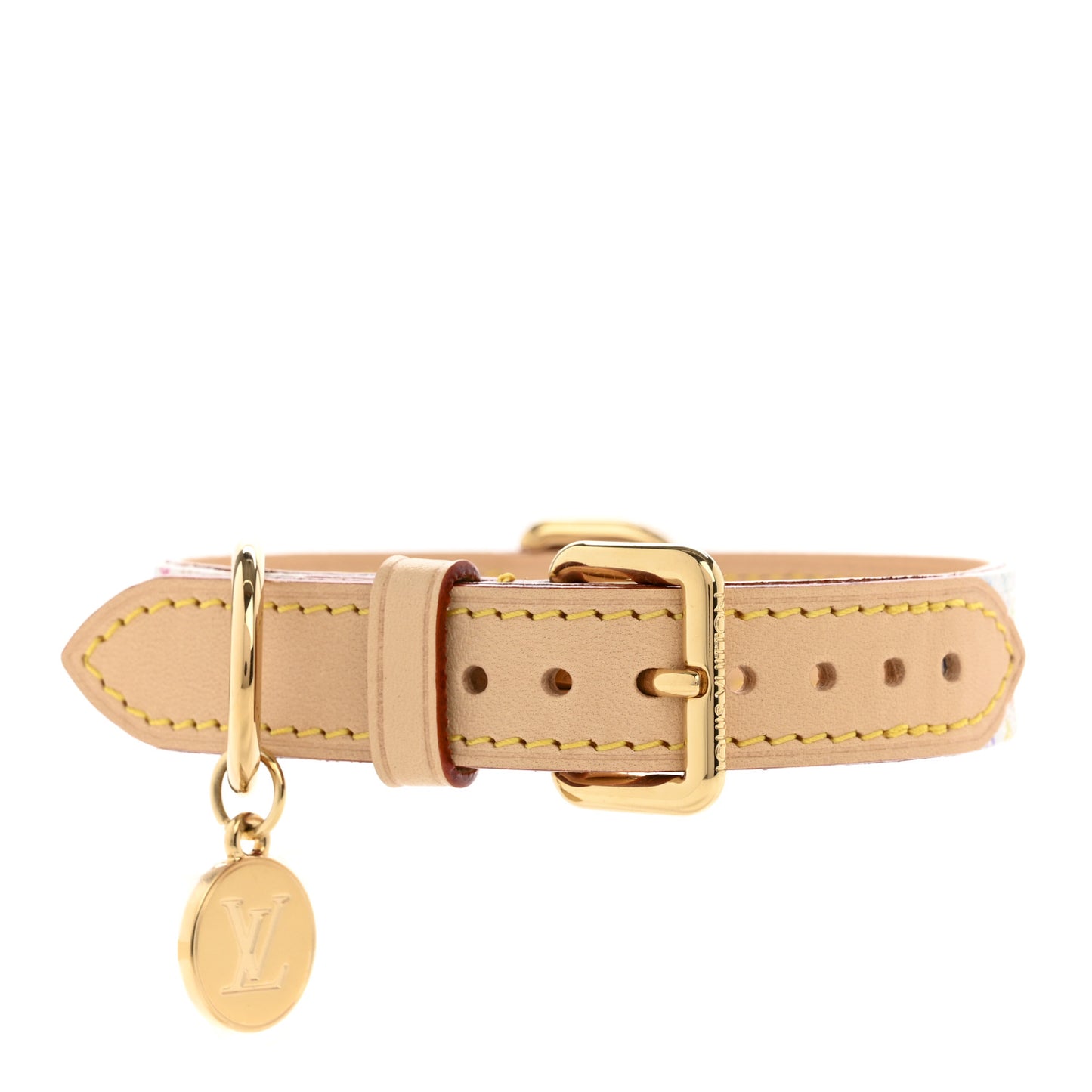 LV X TM Monogram Multicolor Dog Collar White