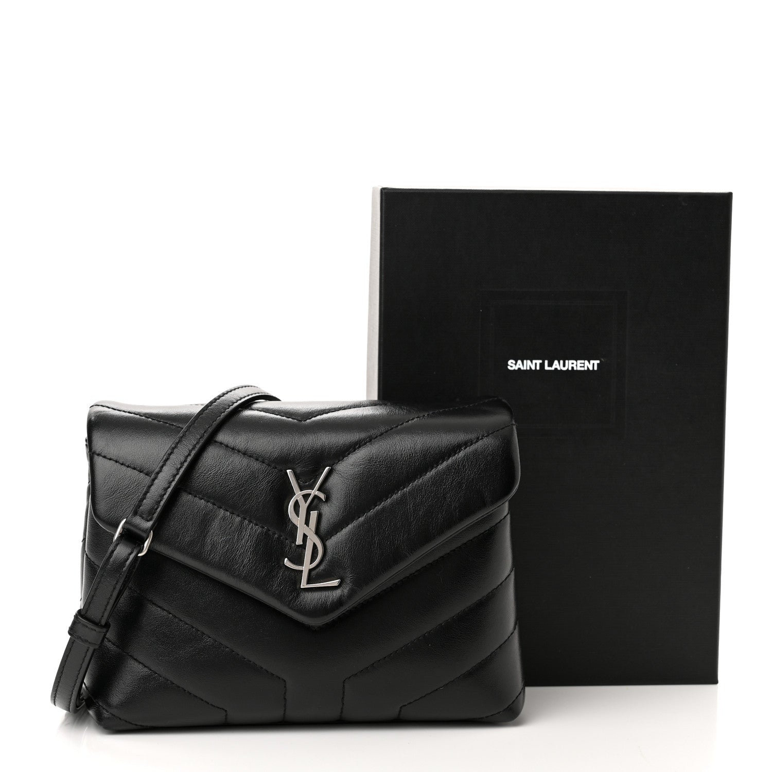 Saint Laurent Calfskin Y Quilted Monogram Toy Loulou Crossbody Bag Black 12 of 12