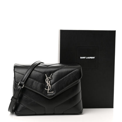 Saint Laurent Calfskin Y Quilted Monogram Toy Loulou Crossbody Bag Black 12 of 12