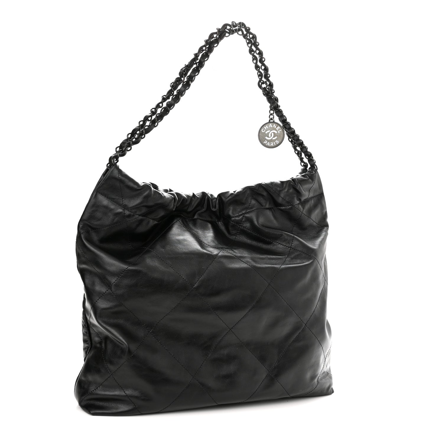 Shiny Calfskin Quilted Chanel 22 So Black