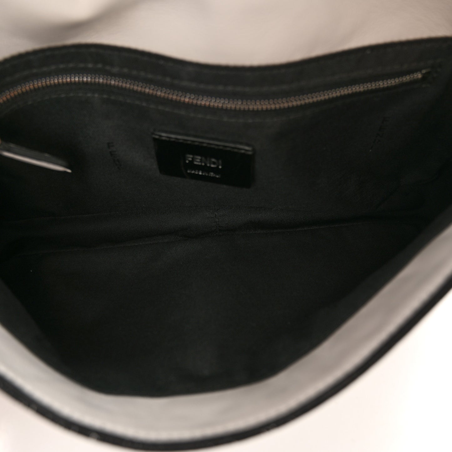 X JOSHUA VIDES Nappa FF Embossed Belt Baguette Bag White Black
