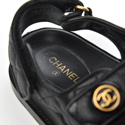 Chanel Grained Calfskin Velcro Dad Sandals 38 Black 12 of 23