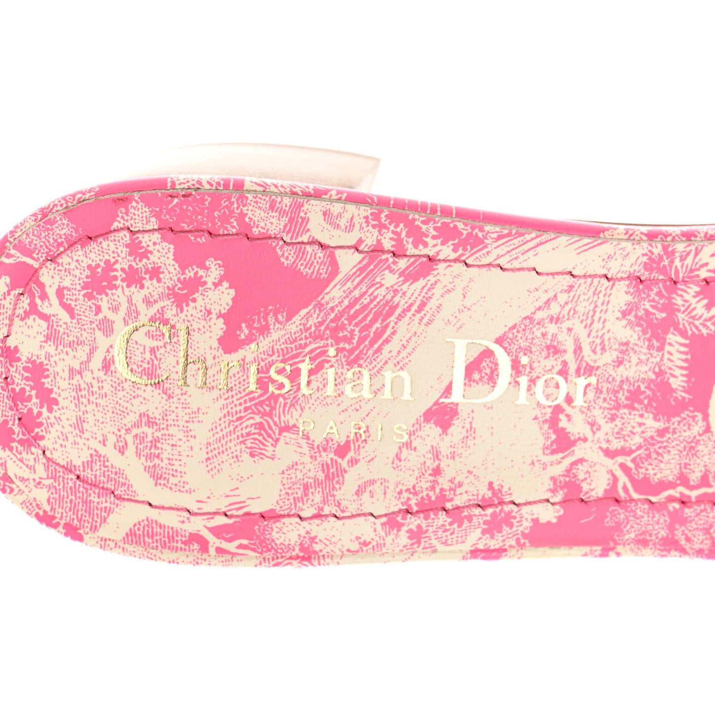 Cotton Toile de Jouy Embroidered Dway 55mm Slide Sandals 37 Off White Pink