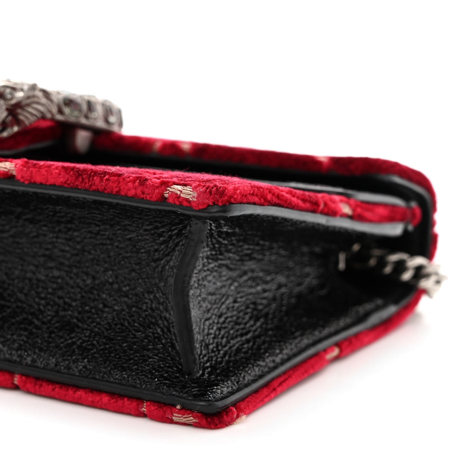 Velvet GG Monogram Super Mini Dionysus Shoulder Bag Red Cipria Black