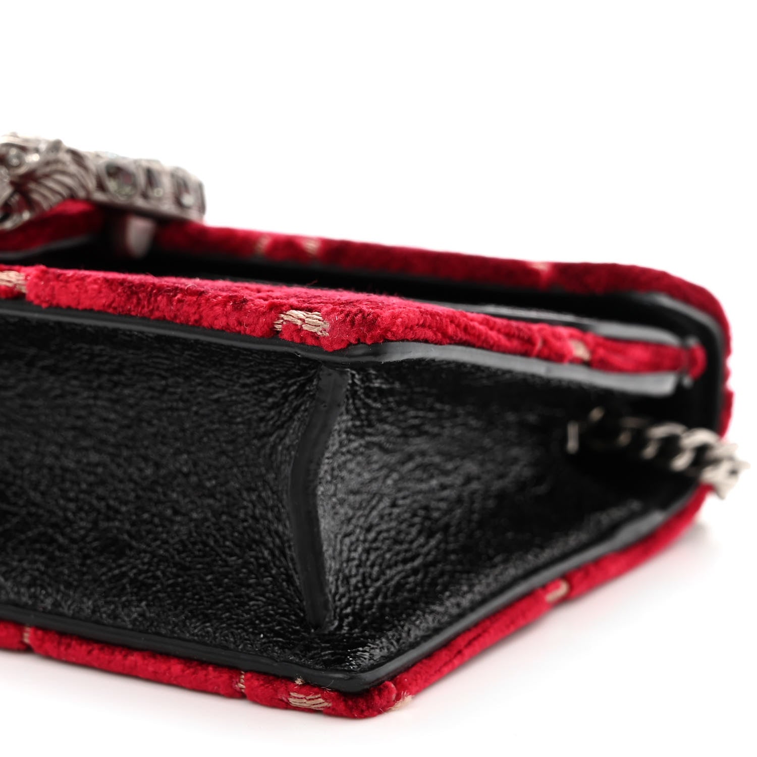Gucci Velvet GG Monogram Super Mini Dionysus Shoulder Bag Red Cipria Black 9 of 10