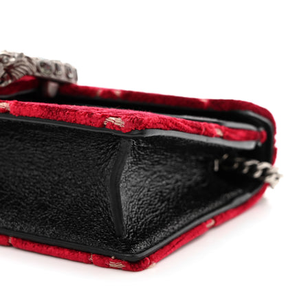Gucci Velvet GG Monogram Super Mini Dionysus Shoulder Bag Red Cipria Black 9 of 10