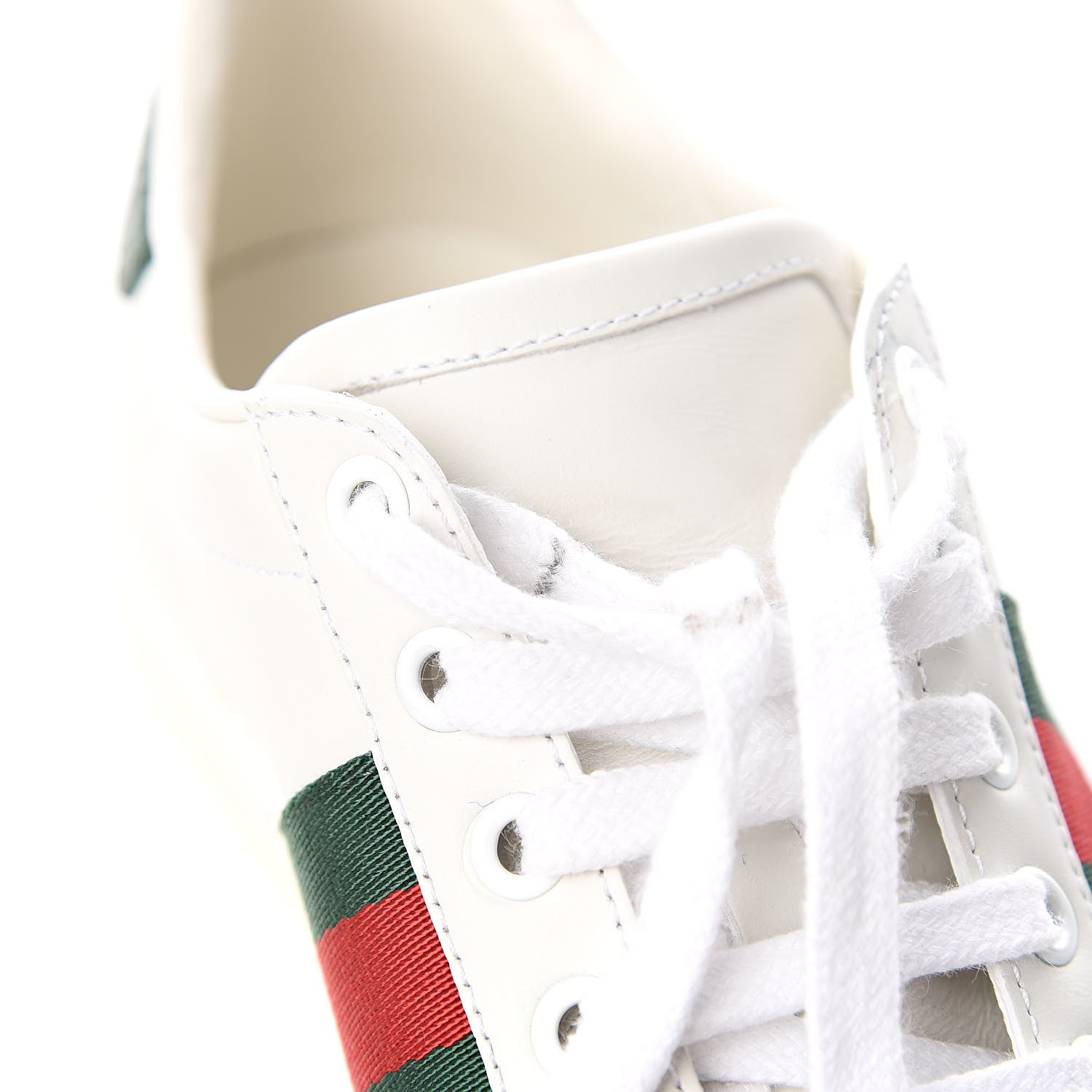 Gucci Calfskin Crocodile Web Ace Sneakers 36.5 White Green 10 of 12