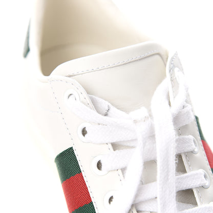 Gucci Calfskin Crocodile Web Ace Sneakers 36.5 White Green 10 of 12