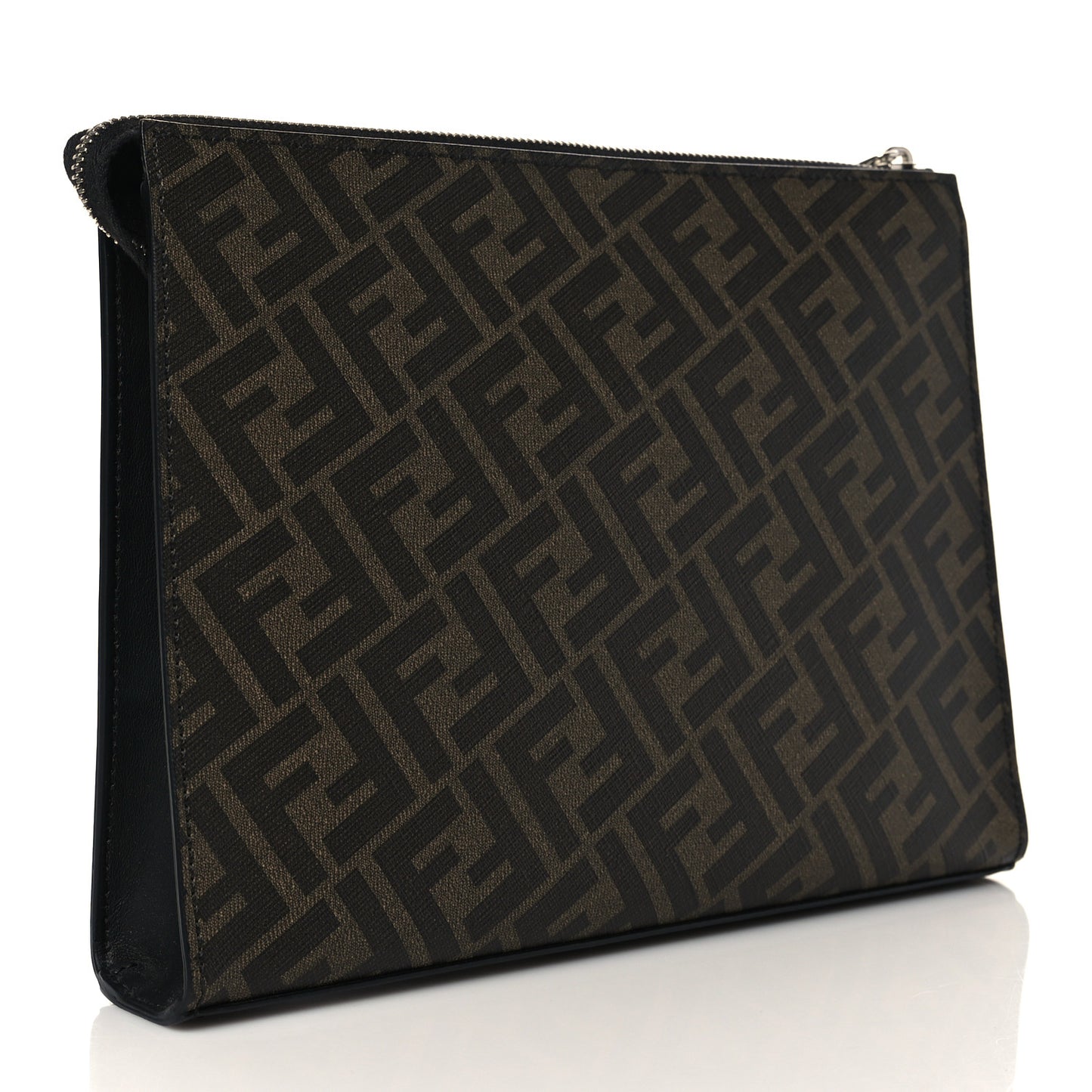 Glazed Fabric Vitello Liberty FF 1974 Diagonal Pouch Tobacco Moresco Black