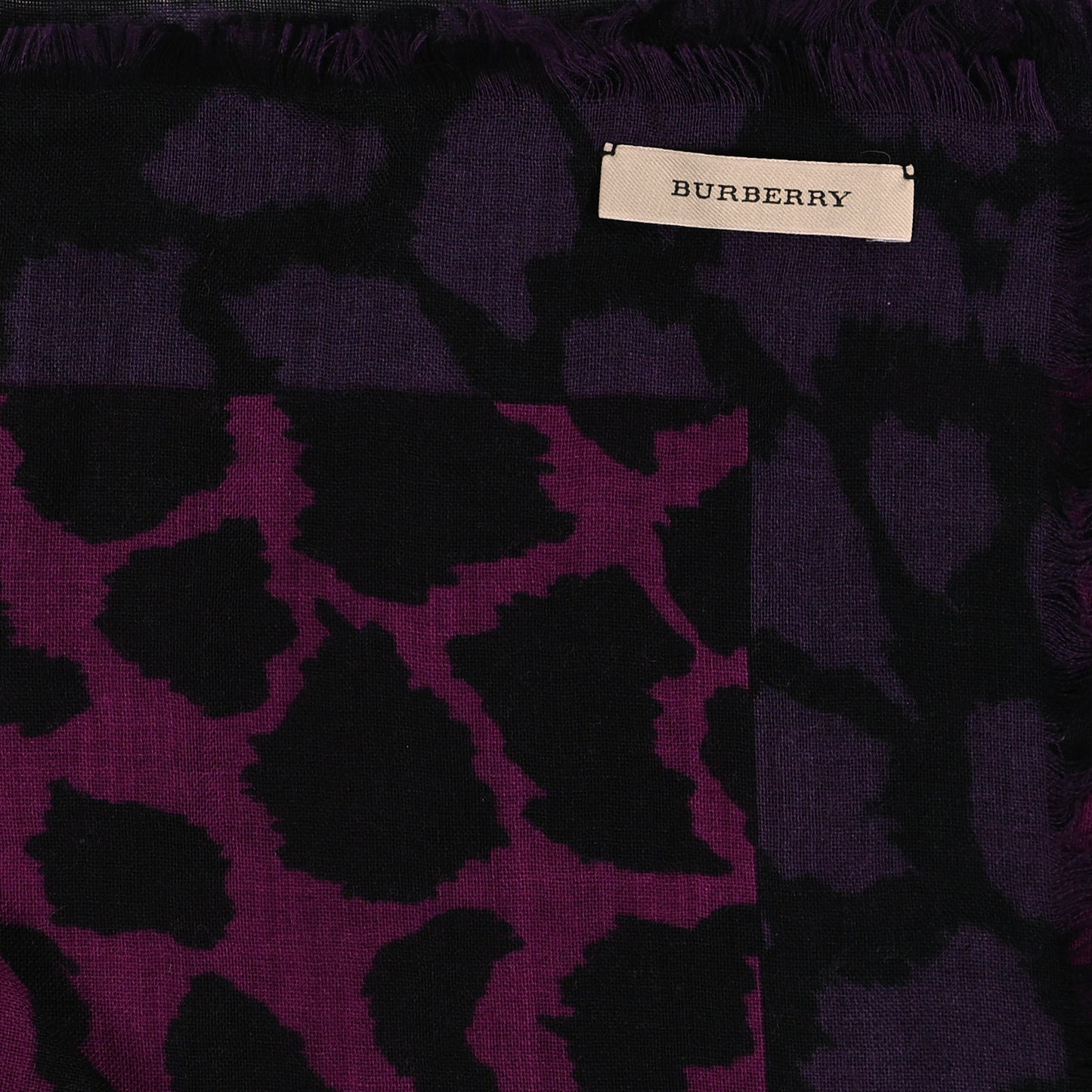 Wool Silk Cashmere London Animal Print Square Scarf Magenta