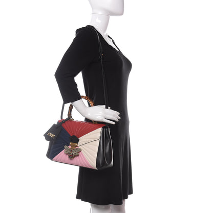 Gucci Calfskin Bamboo Trapuntata Queen Margaret Top Handle Bag Blue Agata Hibiscus Red Mystic White Sugar Pink 2 of 10