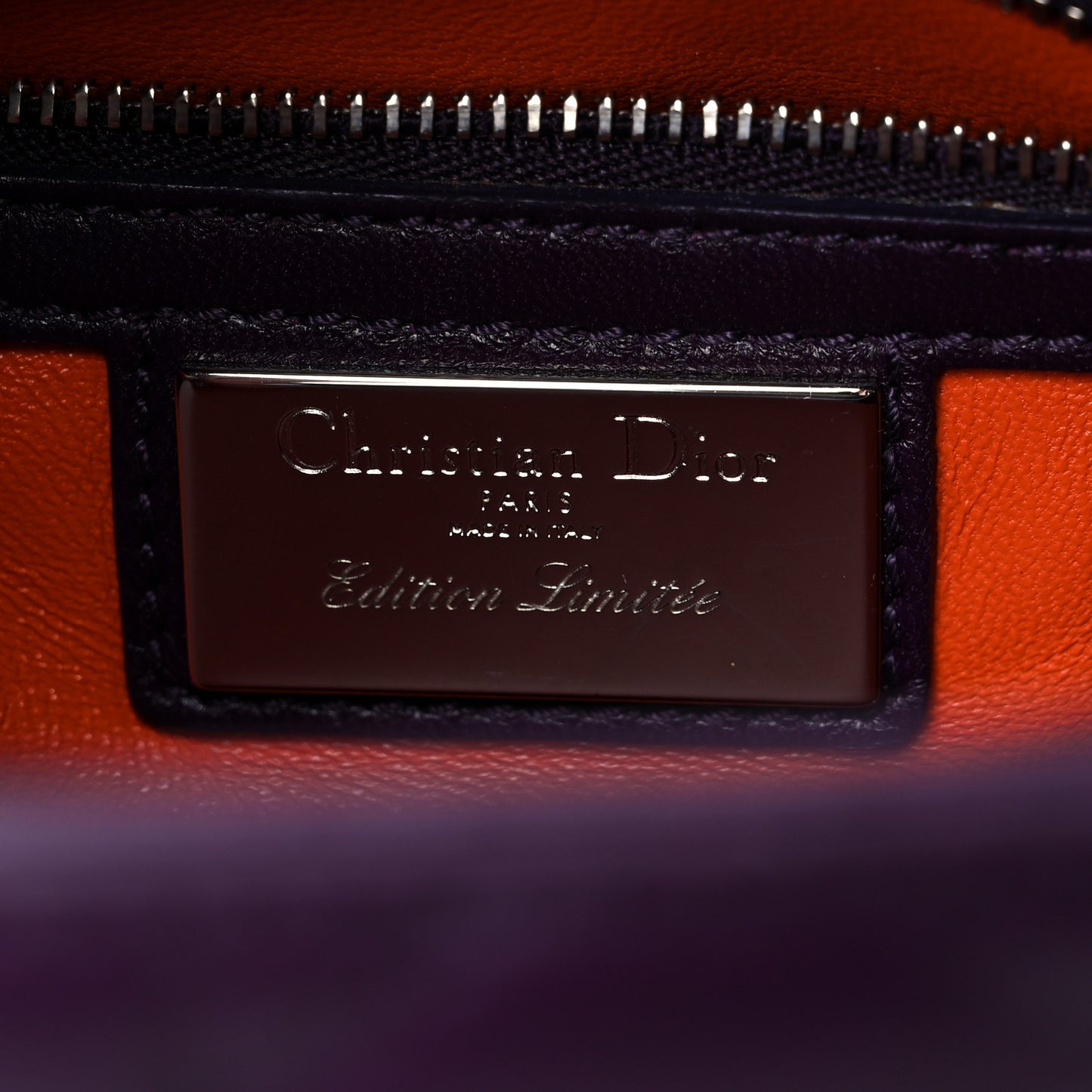 Lambskin Crocodile Medium Lady Dior Purple Orange